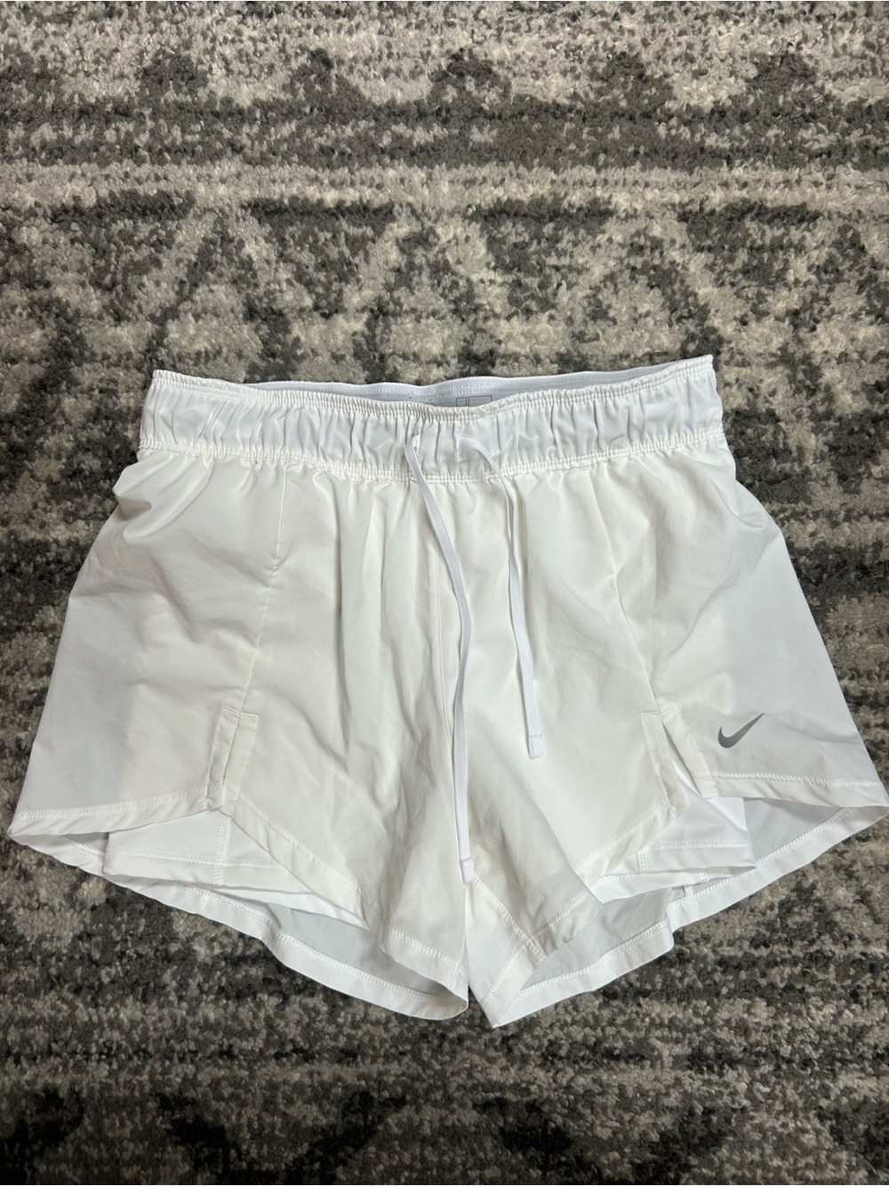 Nike White Women's Athletic Running Shorts with Drawcord